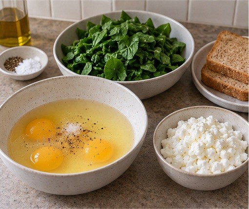 Prepare the eggs, whites and finely cut vegetables.
