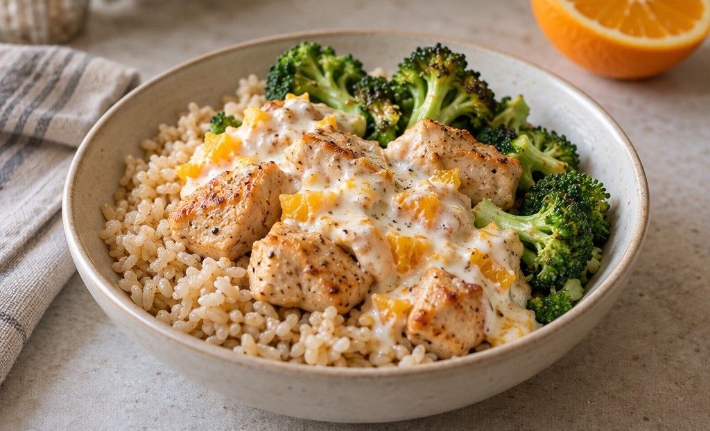 Serving suggestion for Orange-Ginger Chicken & Brown Rice