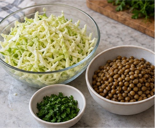 Prepare the vegetables and cooked or drained base.