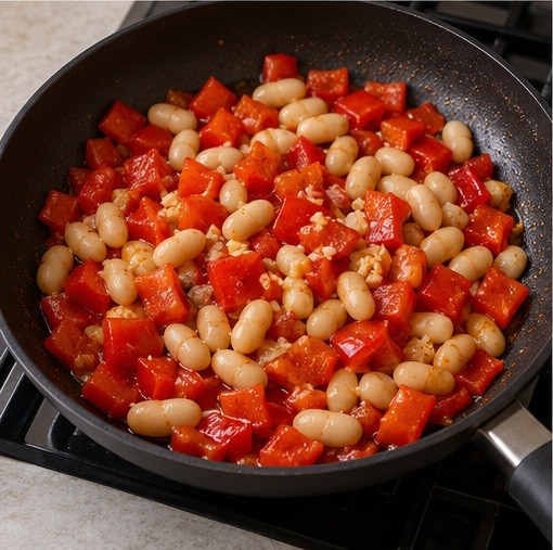 Cook the vegetables and combine the warm components.