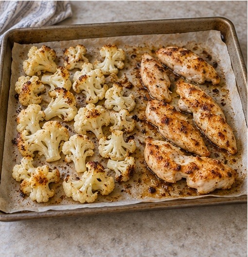 Cook the protein and vegetables in the specified equipment.