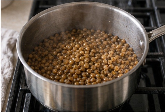 Cook the grain or warm the drained legumes.