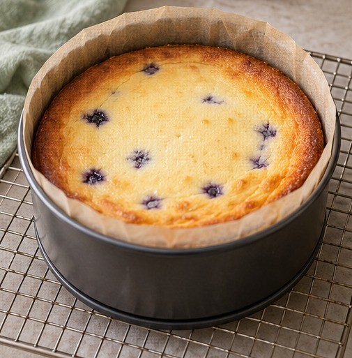 Bake the filling in the lined round tin.