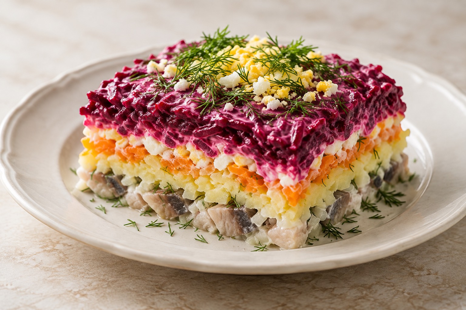 Serving suggestion for Russian Herring Under a Fur Coat