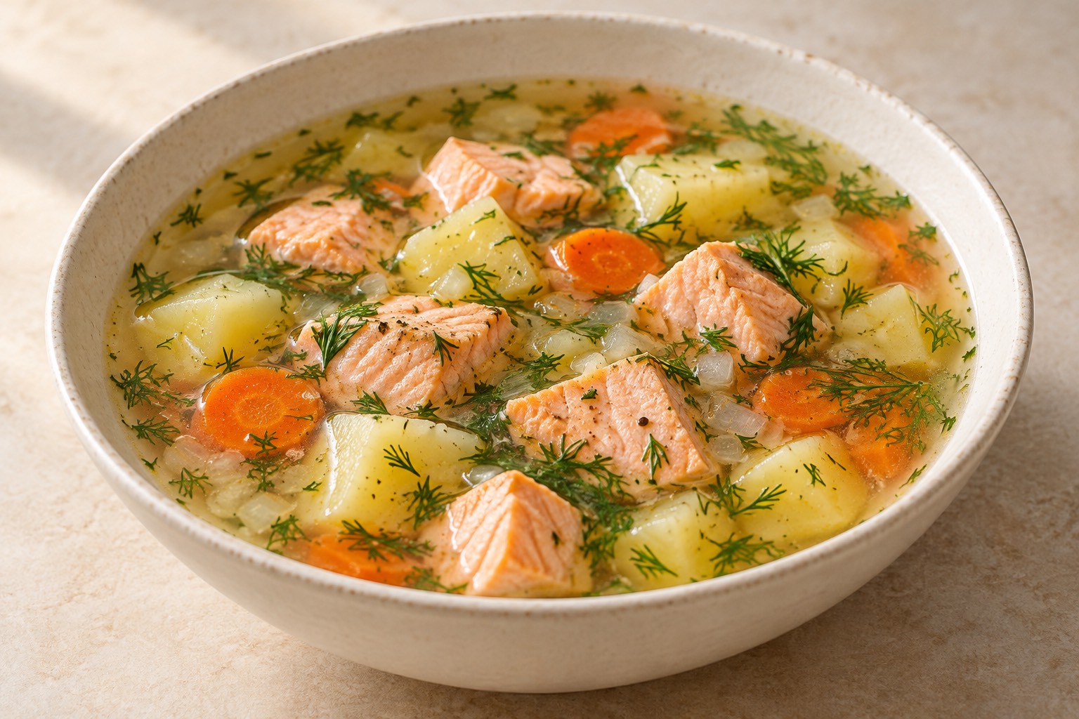 Serving suggestion for Russian Salmon and Potato Ukha