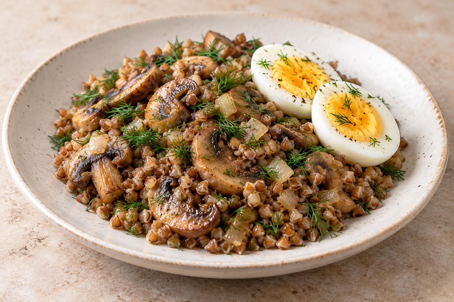 Serving suggestion for Russian Mushroom and Buckwheat Kasha