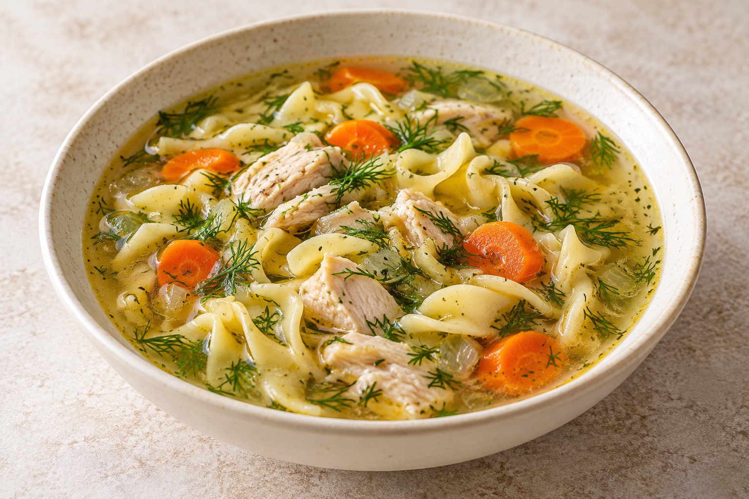 Serving suggestion for Russian Chicken Noodle Soup with Dill