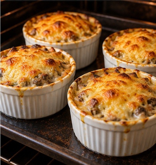 Bake until the cheese melts into a lightly golden crust.