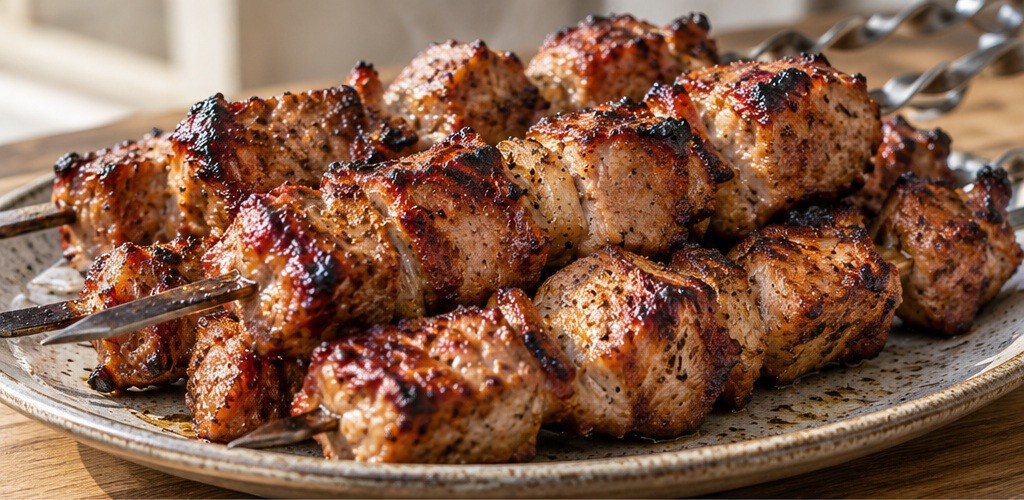 Serving suggestion for Pork shashlik