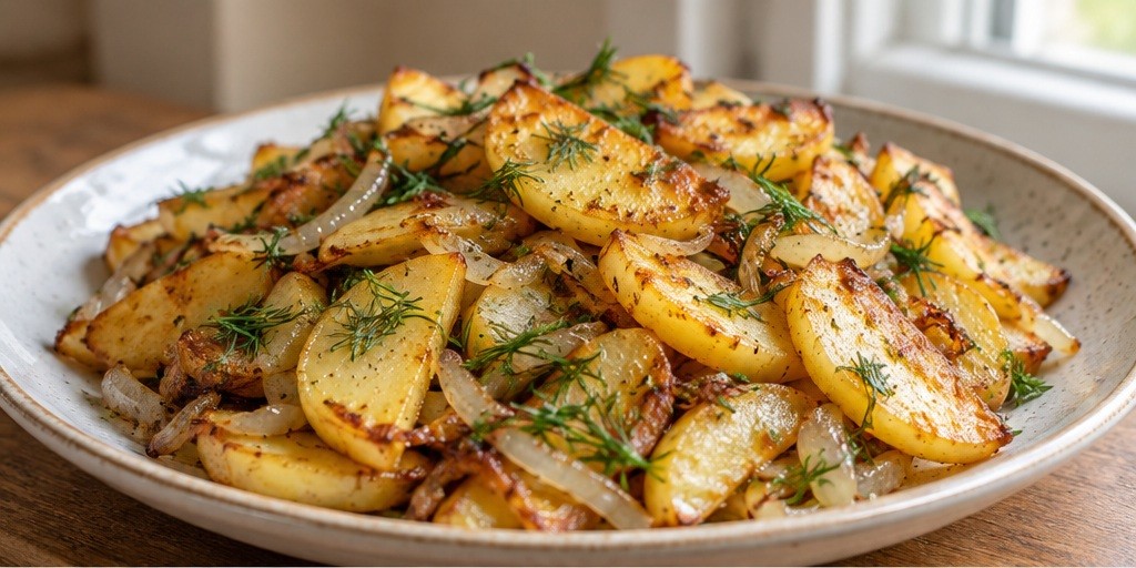Serving suggestion for Pan-fried potatoes with onions