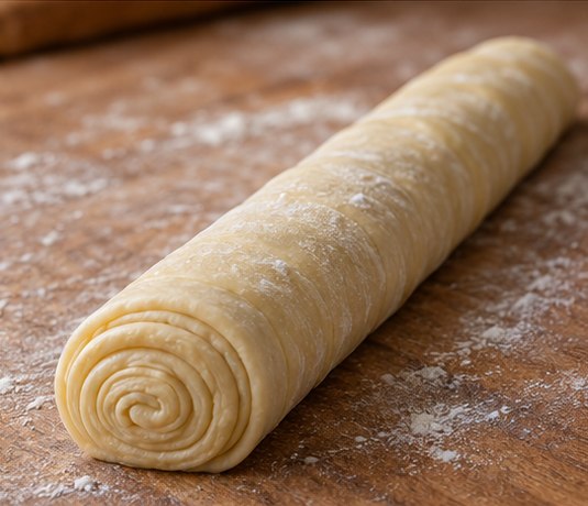 Roll the buttered sheet into a tight log