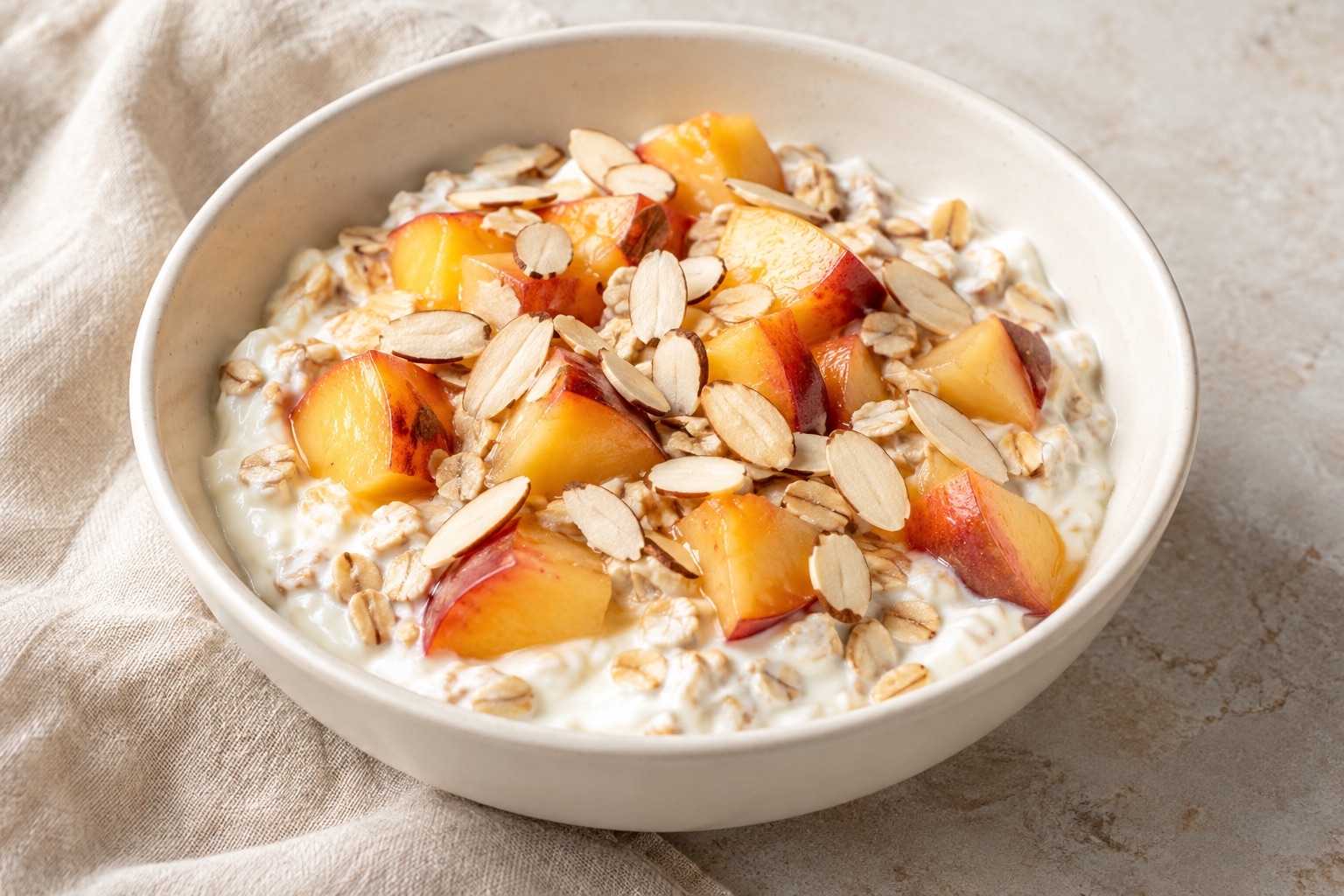 Serving suggestion for Peach Almond Yogurt Oat Bowls