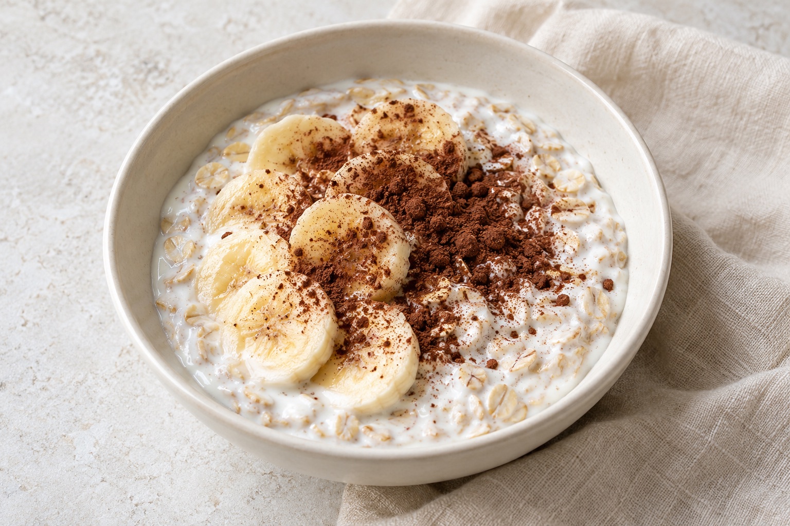 Serving suggestion for Banana Cocoa Yogurt Oat Bowls