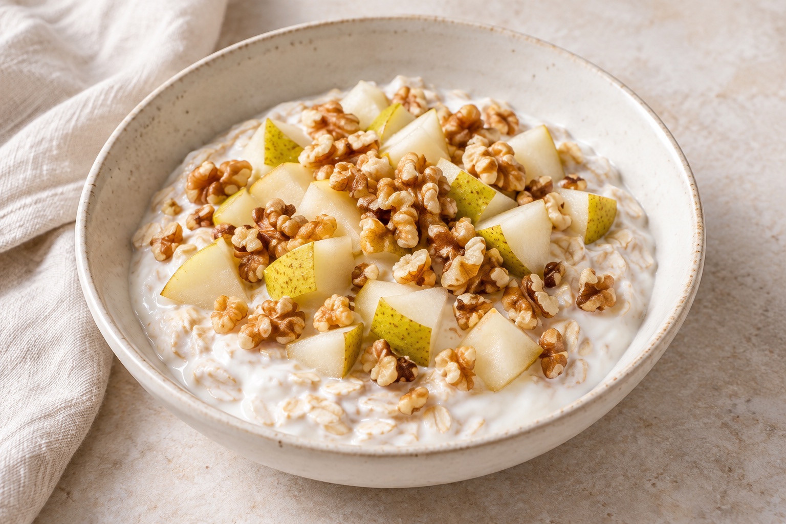 Serving suggestion for Pear Walnut Yogurt Oat Bowls