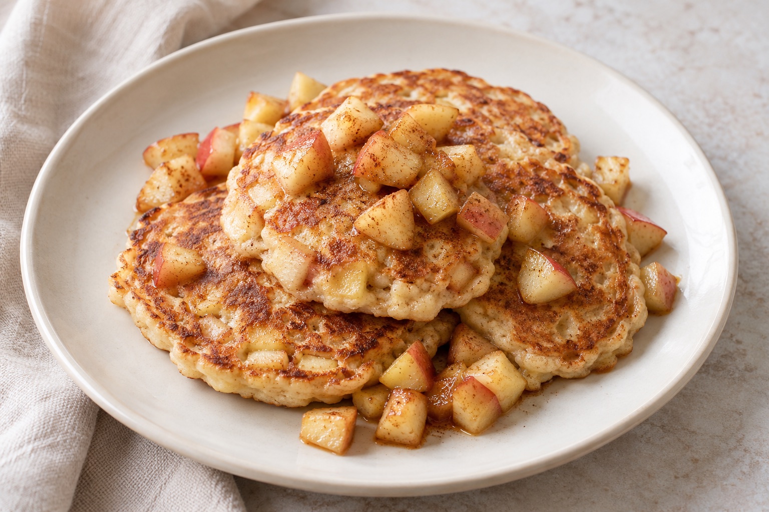 Serving suggestion for Apple Cinnamon Cottage Cheese Pancakes