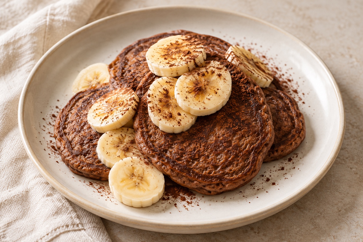 Serving suggestion for Banana Cocoa Cottage Cheese Pancakes