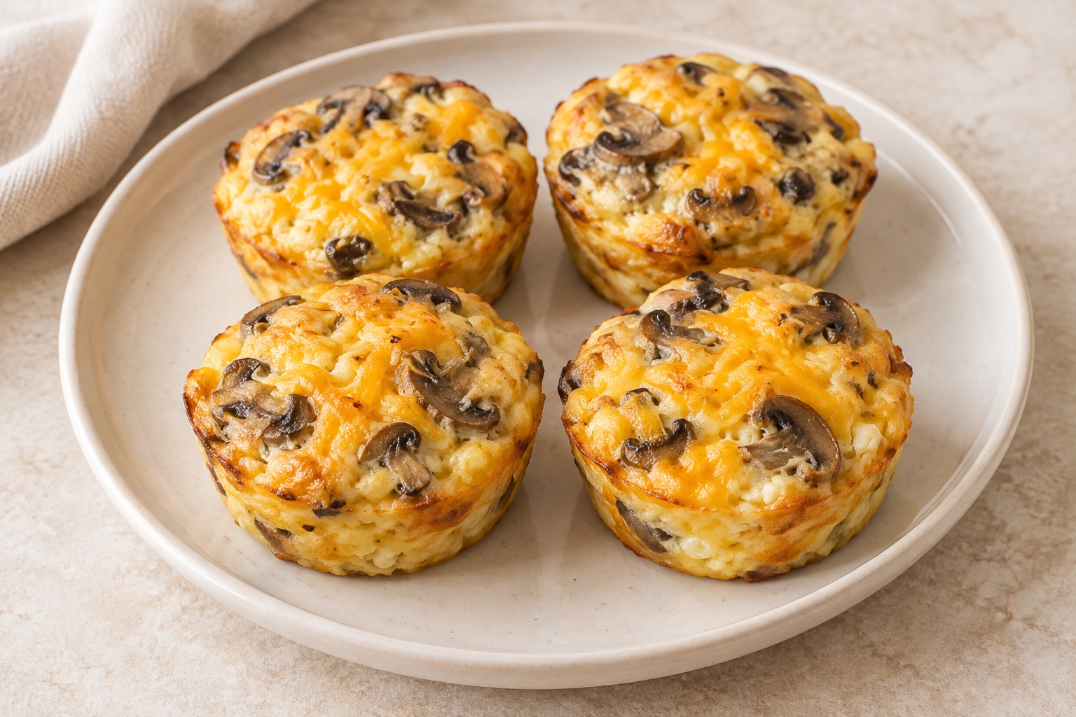 Serving suggestion for Mushroom Cheddar Breakfast Egg Muffins
