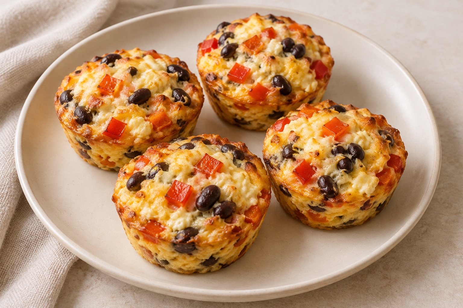 Serving suggestion for Pepper Black Bean Breakfast Egg Muffins
