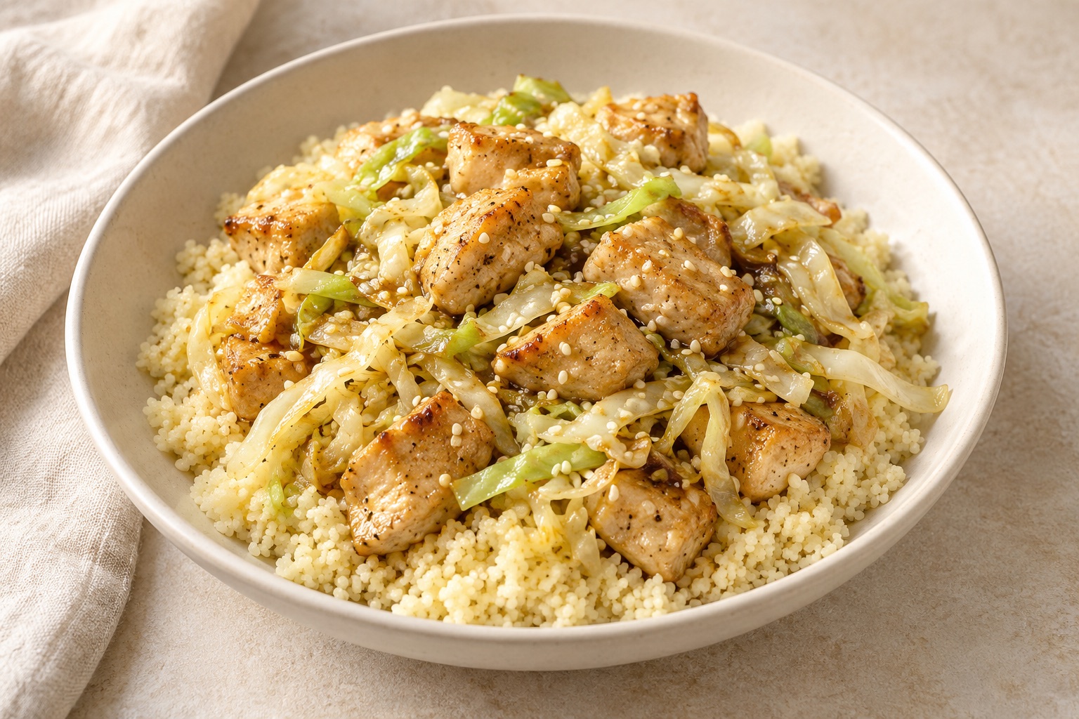 Serving suggestion for Ginger Sesame Chicken Couscous Bowls