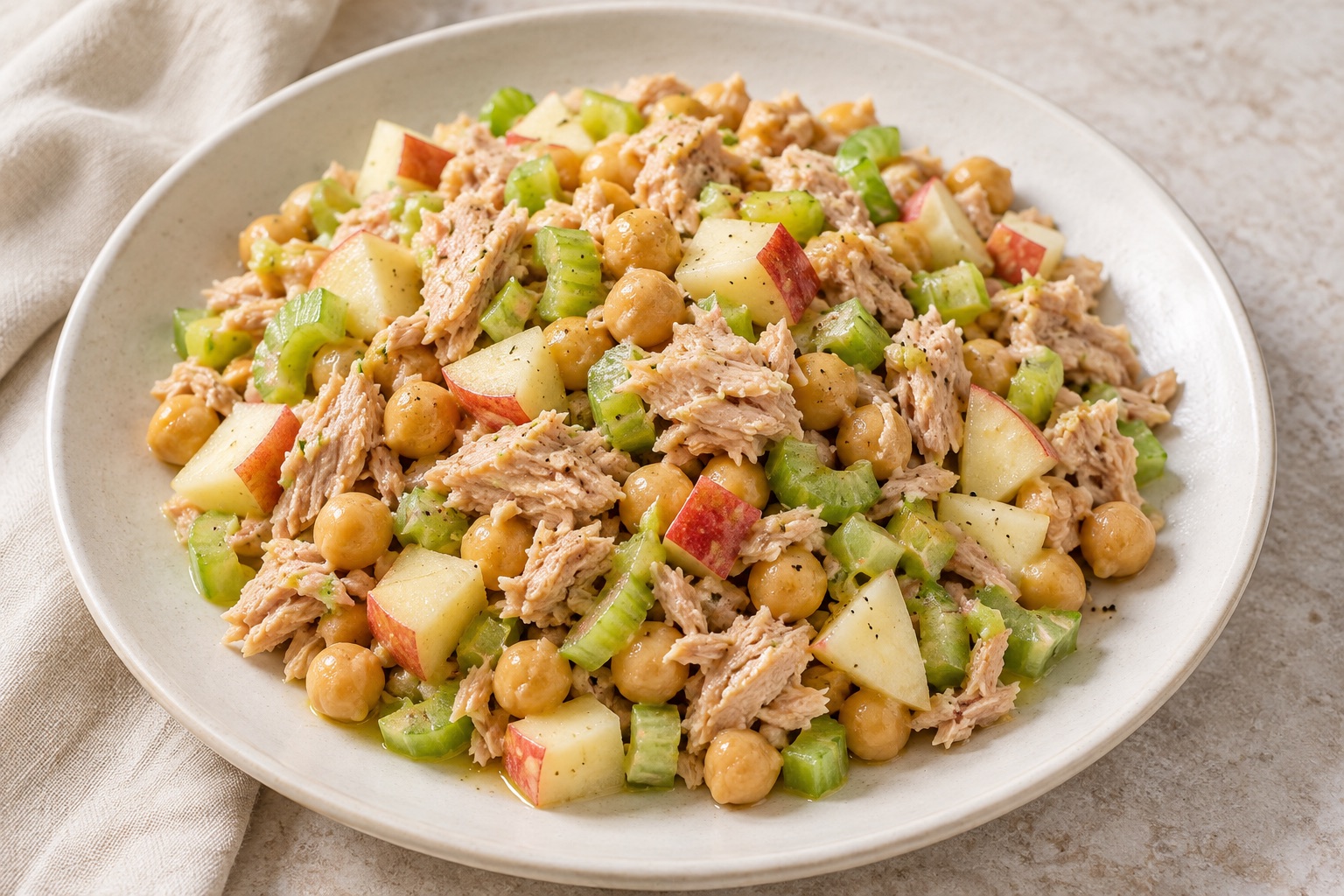 Serving suggestion for Apple Celery Tuna Chickpea Salad