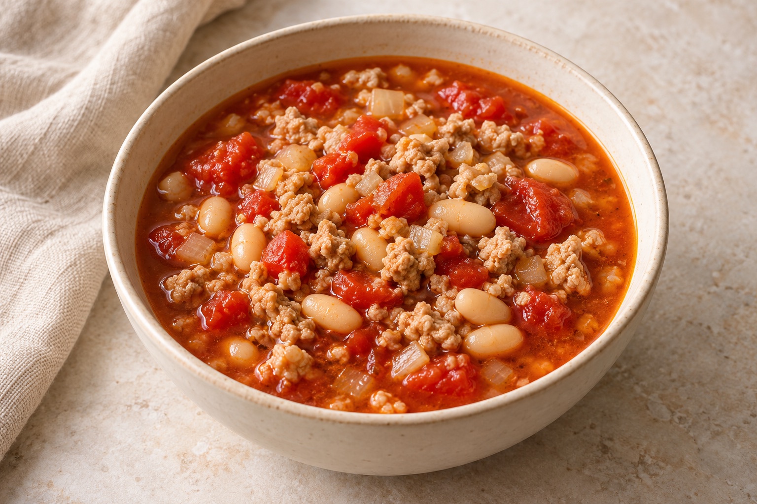 Serving suggestion for Tomato White Bean Turkey Soup