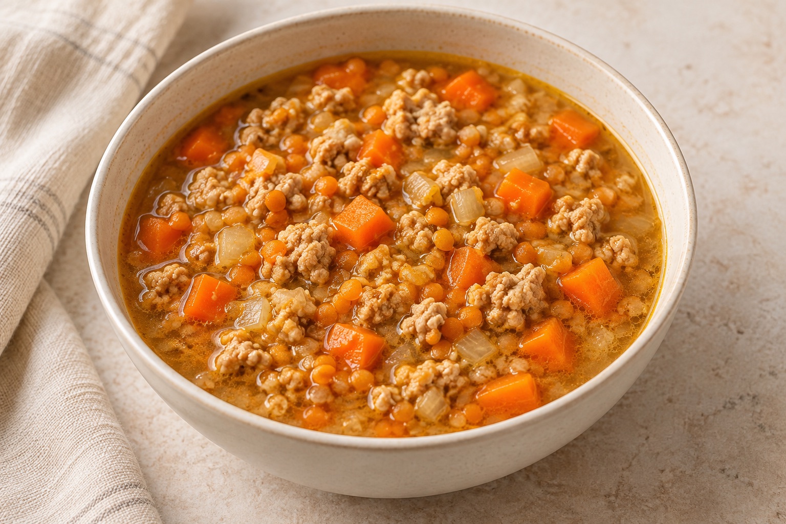 Serving suggestion for Carrot Red Lentil Turkey Soup