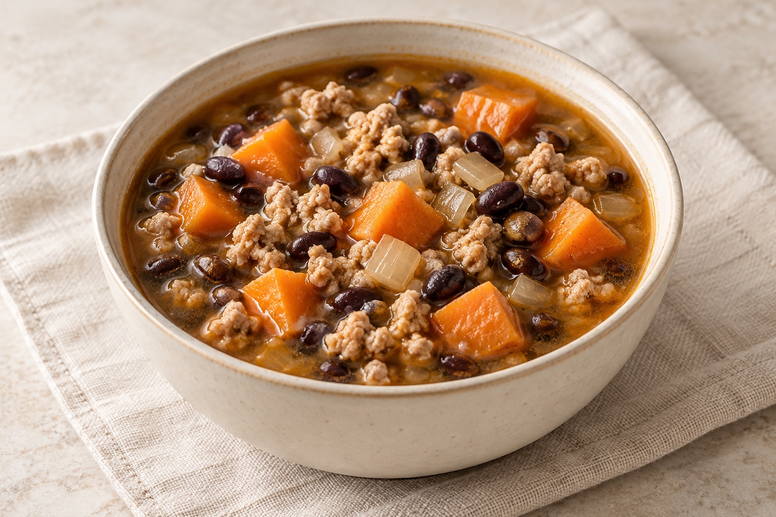 Serving suggestion for Sweet Potato Black Bean Turkey Soup