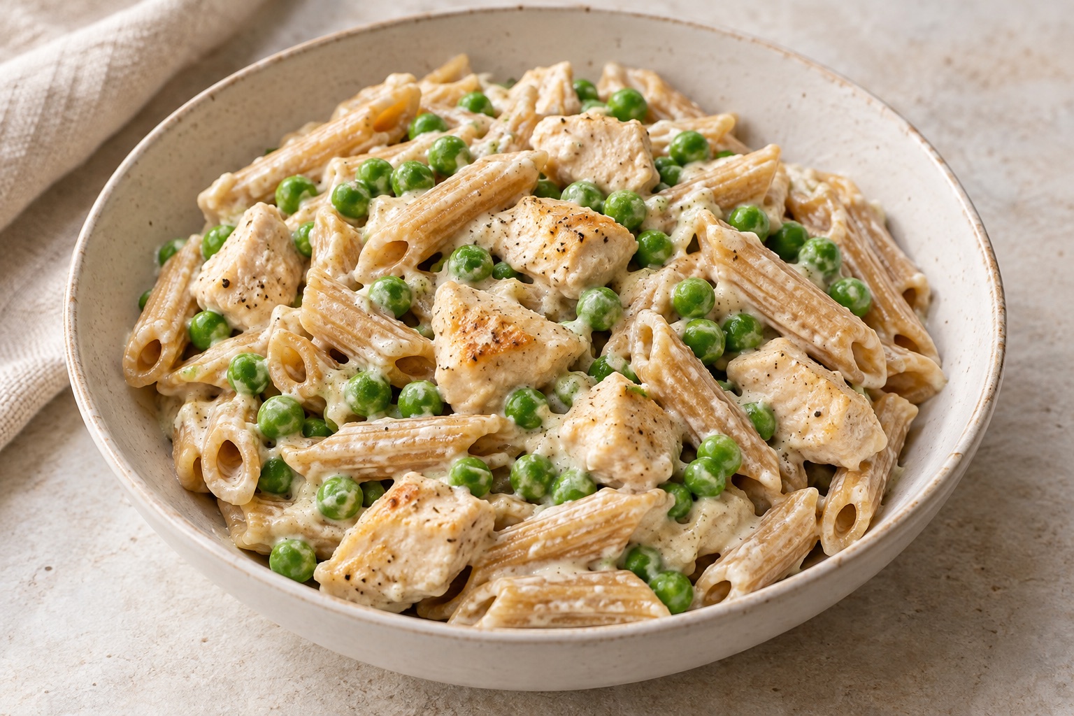 Serving suggestion for Pea Lemon Chicken Ricotta Pasta