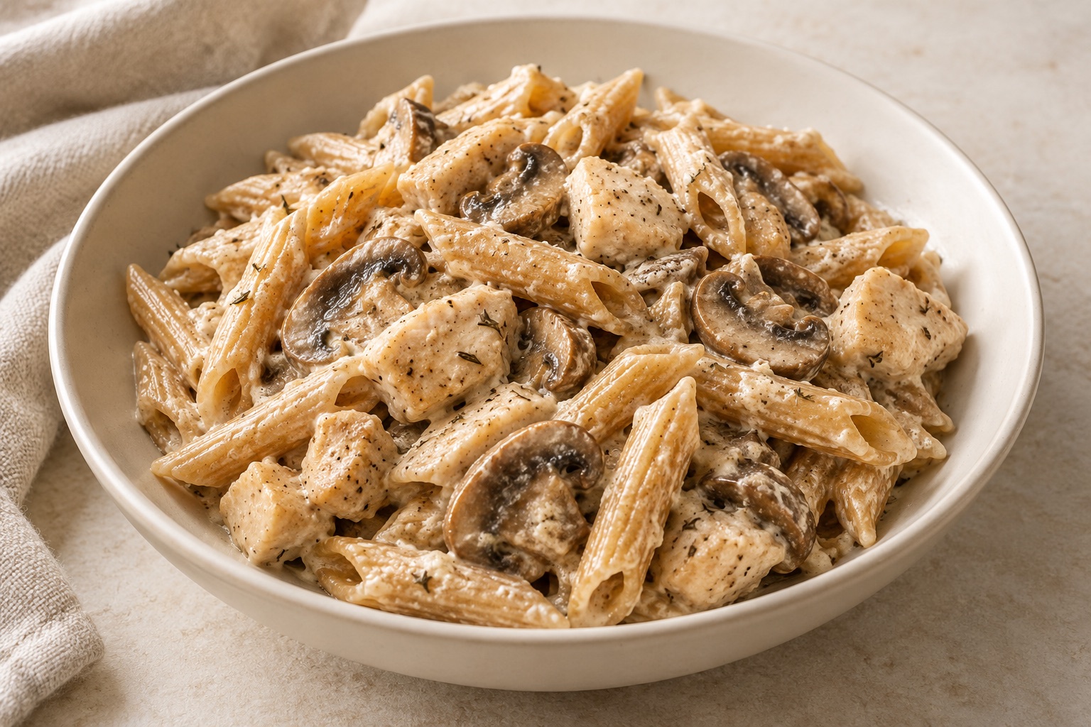 Serving suggestion for Mushroom Thyme Chicken Ricotta Pasta
