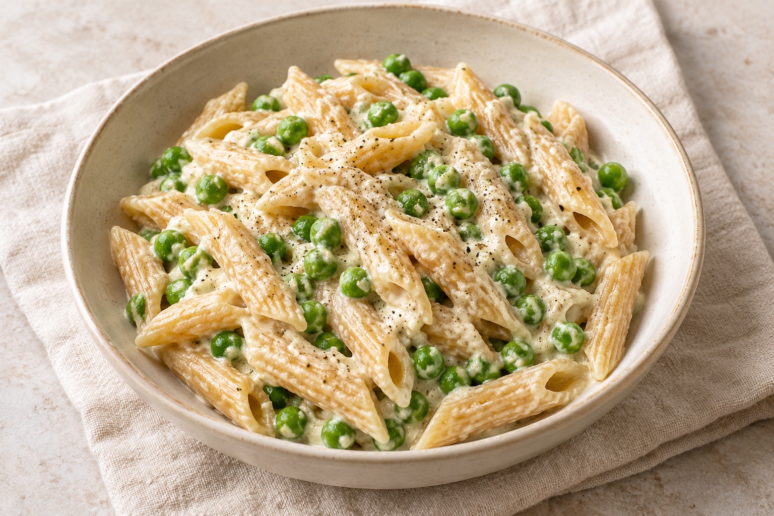 Serving suggestion for Pea Lemon Chickpea Cottage Cheese Pasta