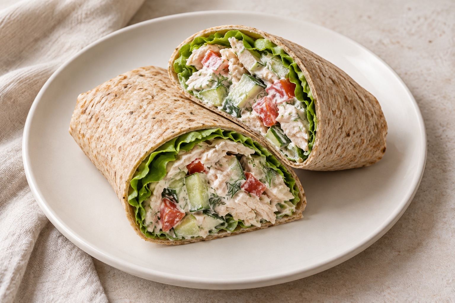 Serving suggestion for Greek-Style Chicken Yogurt Wraps