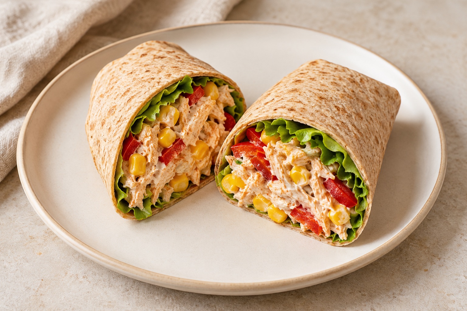 Serving suggestion for Smoky Corn Chicken Yogurt Wraps
