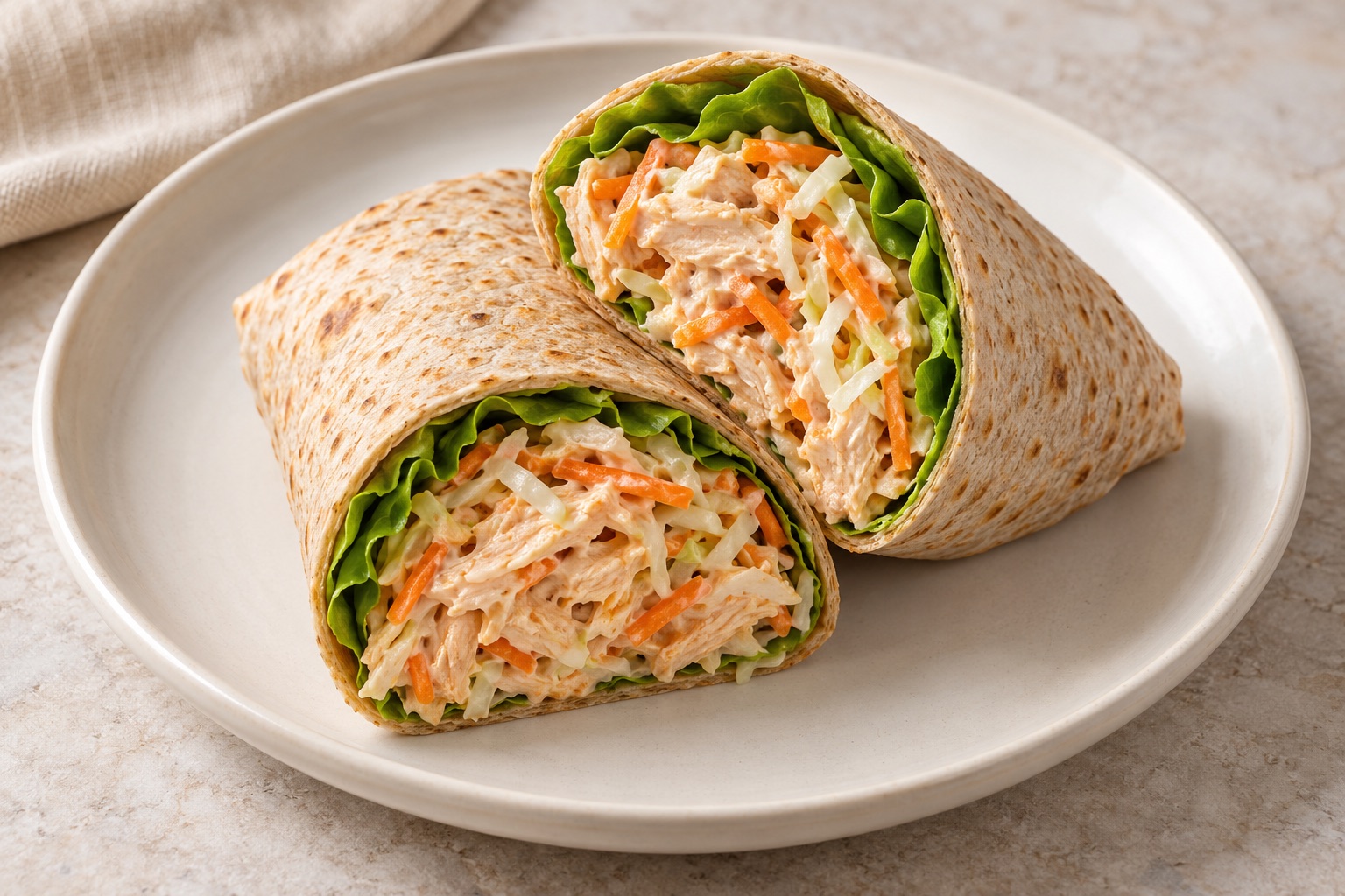 Serving suggestion for Sriracha Slaw Chicken Yogurt Wraps