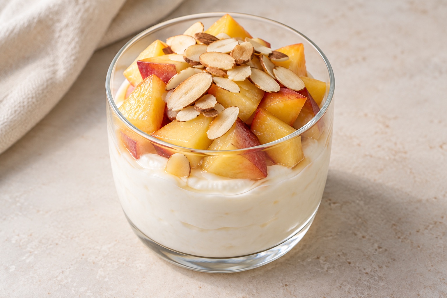Serving suggestion for Peach Almond Skyr Dessert Cups