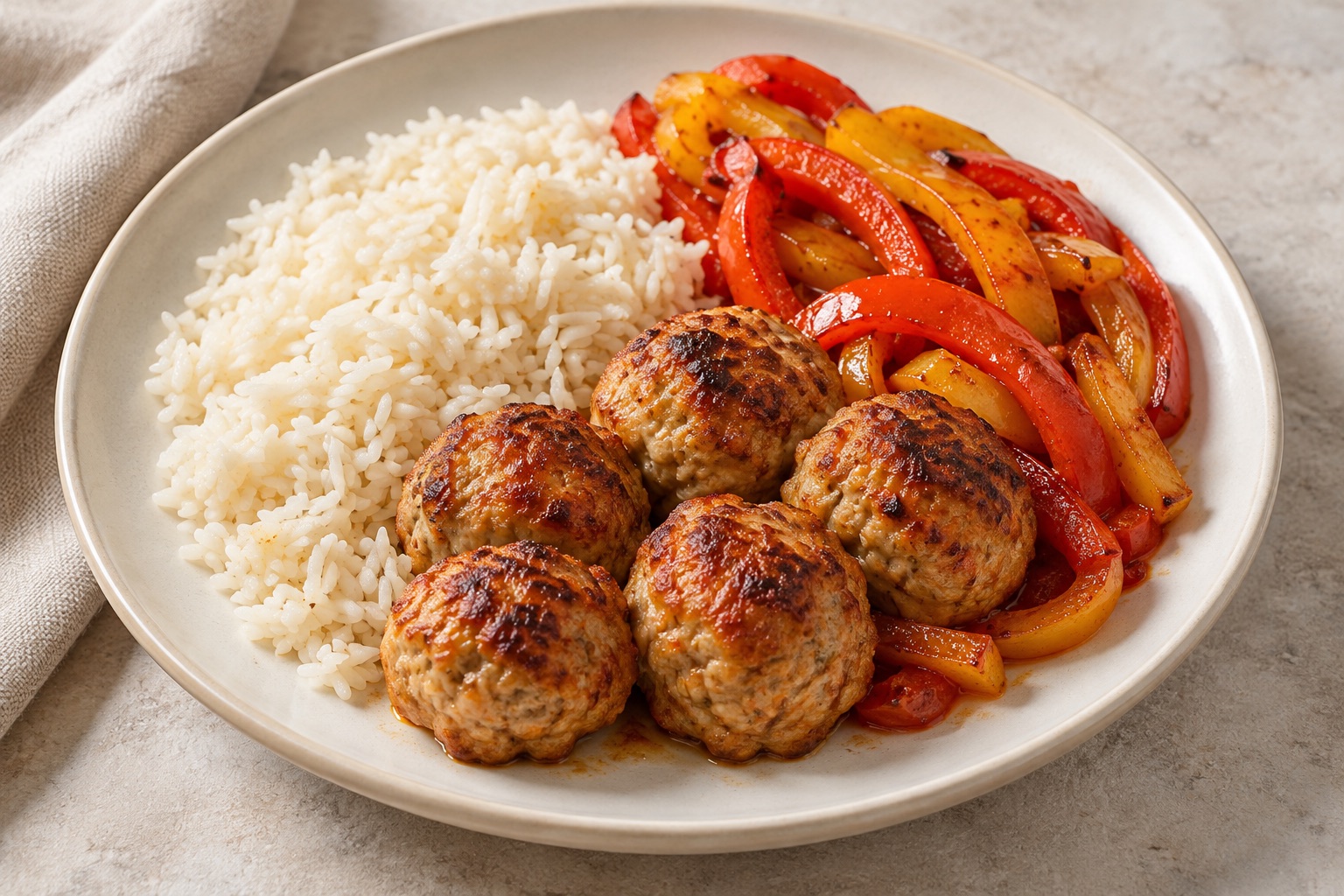 Serving suggestion for Smoky Lime Turkey Meatballs with Rice